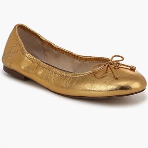 Sam Edelman Gold Ballet Flats with Bow Detail - Women